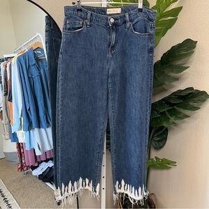 🤍✨ GAP Bleach Dip Raw Hem High Rise Wide Leg Cropped Jeans Size 27